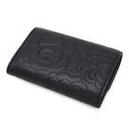 Chanel Camellia Emboss CC Logo Card Case Business Holder Leather Black Silver — view 2