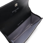 Chanel Camellia Emboss CC Logo Card Case Business Holder Leather Black Silver — view 6