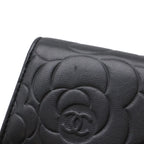 Chanel Camellia Emboss CC Logo Card Case Business Holder Leather Black Silver — view 4