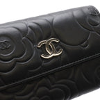 Chanel Camellia Emboss CC Logo Card Case Business Holder Leather Black Silver — view 5
