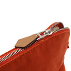 Hermes Bolide Pouch 20 Makeup Cosmetic Multi Case Canvas Leather Red Orange — view 4