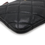 Chanel Quilted CC Logo Classic Small Zip Pouch Case Caviar Leather Black Gold — view 3