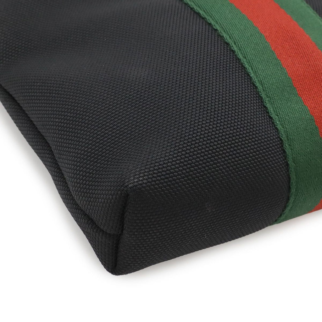 Gucci Sherry Line Shoulder Bag Crossbody Nylon Canvas Black Green Red — view 3