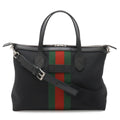 Gucci Sherry Line Webstripe Tote 2-Way Shoulder Bag Nylon Canvas Black