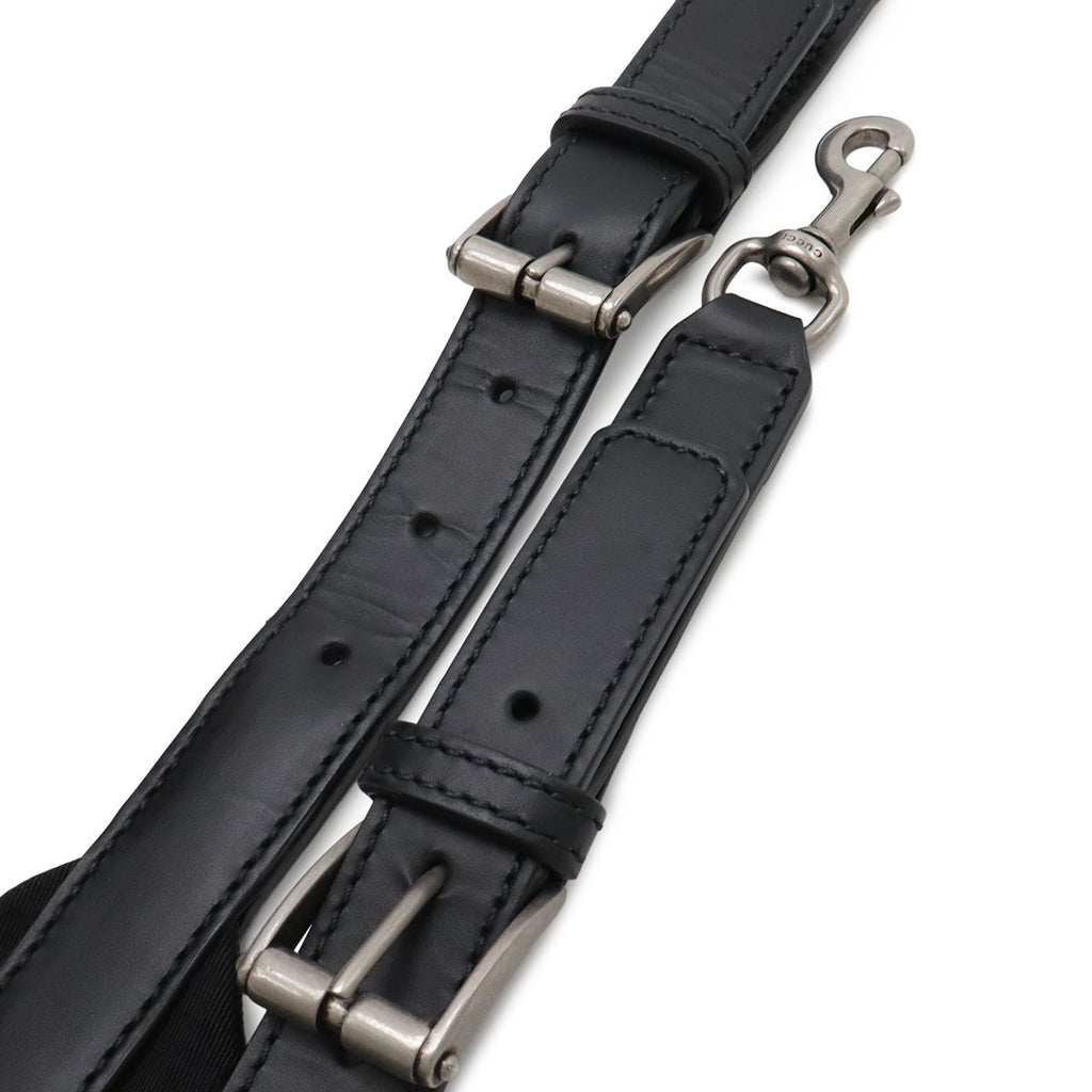 Gucci Sherry Line Webstripe Tote 2-Way Shoulder Bag Nylon Canvas Black — view 6