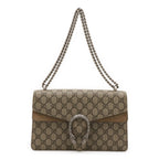 Gucci Dionysus GG Supreme Shoulder Bag Chain Taiga Head Suede Beige