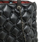 Chanel Bubble Quilt Tote Large 2-Way Handbag Chain Shoulder Leather Black Silver — view 8