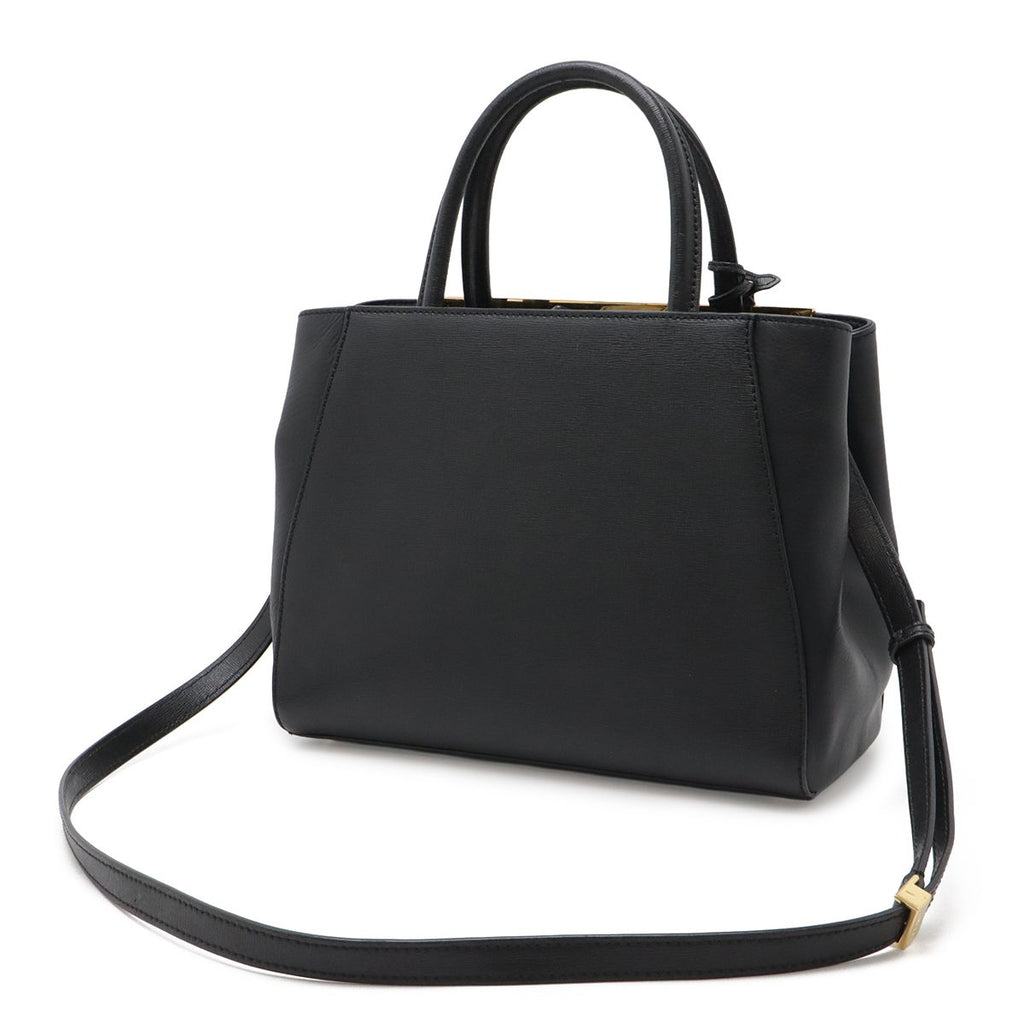 Fendi Petite Tote 2-Way Shoulder Bag Leather Black Gold — view 2