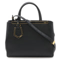 Fendi Petite Tote 2-Way Shoulder Bag Leather Black Gold