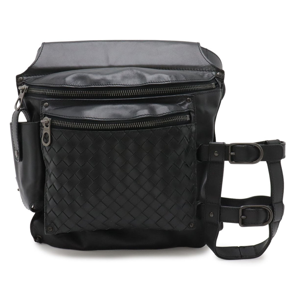 Bottega Veneta Intrecciato Waist Bag Leather Black