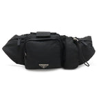 Prada Waist Bag Pouch Hip Nylon Nero Black Silver