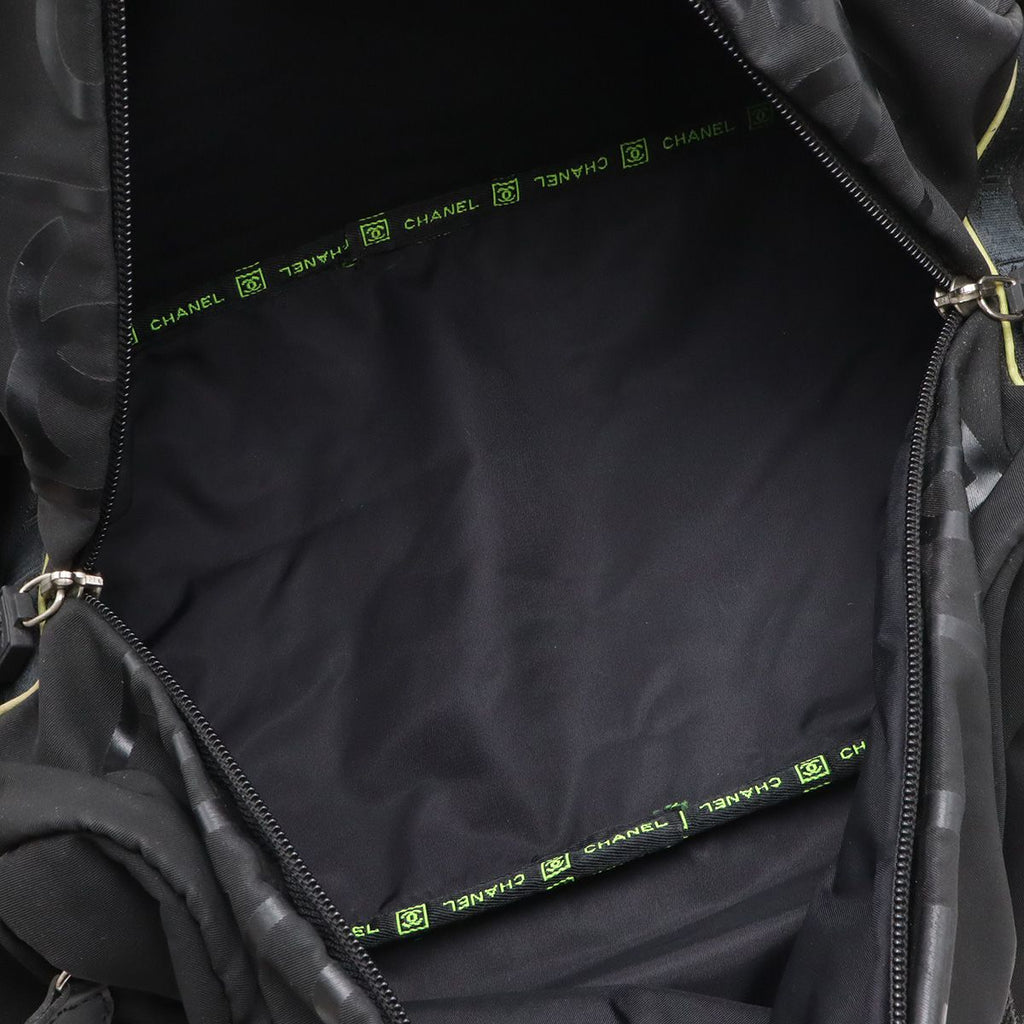 Chanel Sports Line CC Logo Boston Bag 2-Way Rubber Nylon Black Yellow — view 9