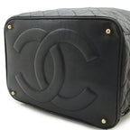 Chanel CC Logo Backpack Sac Shoulder Bag 2-Way Tote Drawstring Black Gold Pouch — view 6