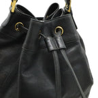 Chanel CC Logo Backpack Sac Shoulder Bag 2-Way Tote Drawstring Black Gold Pouch — view 4