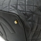 Chanel CC Logo Backpack Sac Shoulder Bag 2-Way Tote Drawstring Black Gold Pouch — view 3