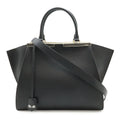 Fendi 2-Way Shoulder Bag Leather Black Silver
