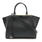 Fendi 2-Way Shoulder Bag Leather Black Silver