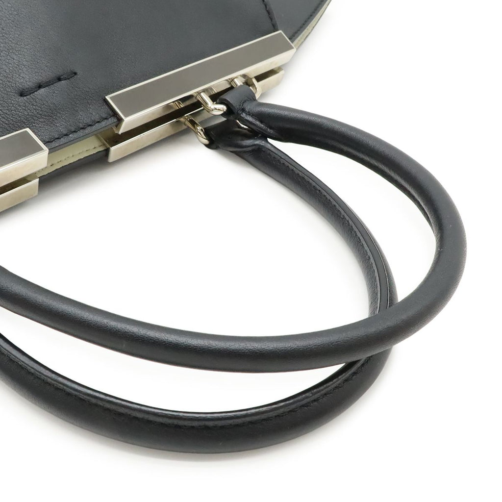 Fendi 2-Way Shoulder Bag Leather Black Silver — view 4