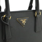 Prada Triangle Logo 2-Way Shoulder Bag Leather Nero Black Gold Domestic — view 7