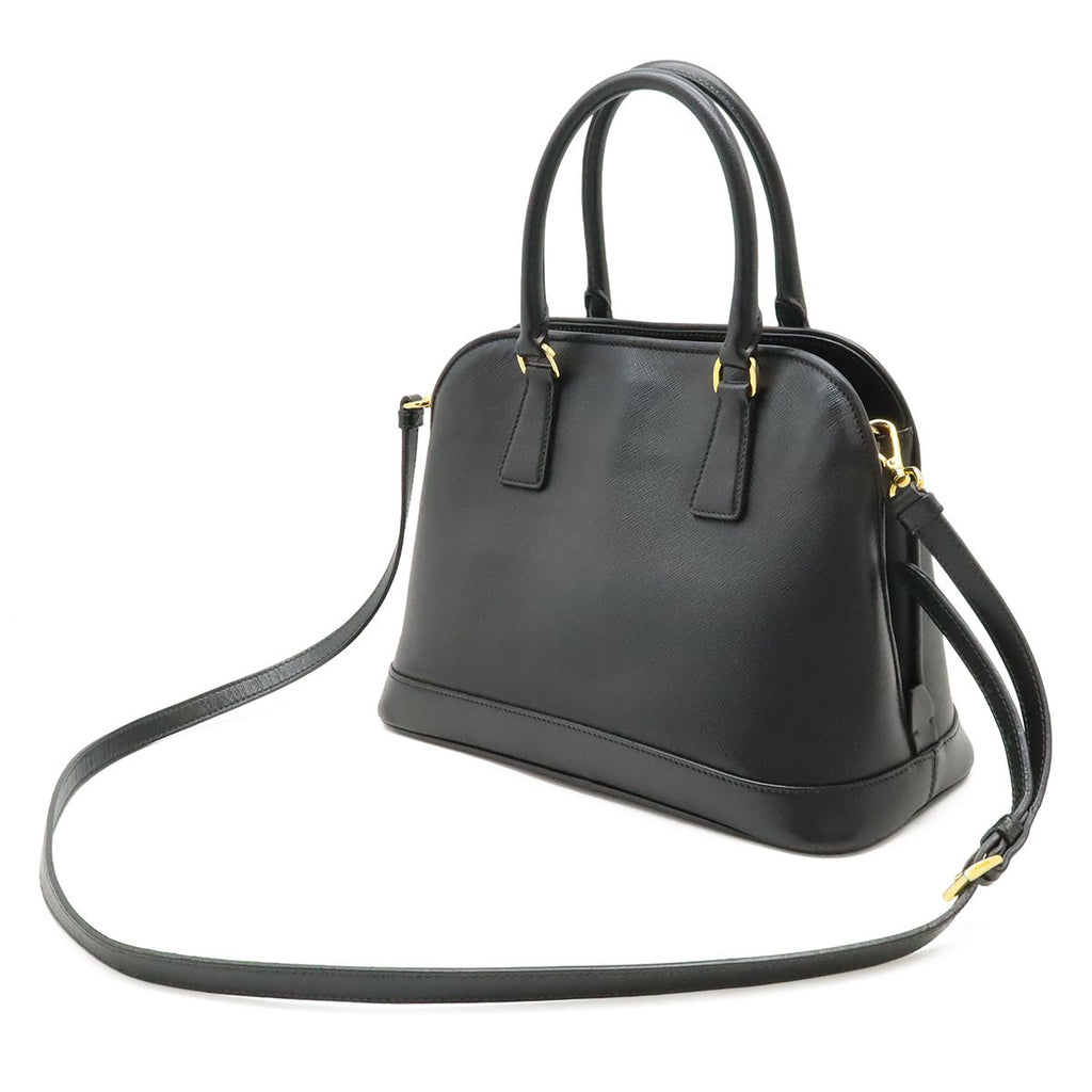 Prada Triangle Logo 2-Way Shoulder Bag Leather Nero Black Gold Domestic — view 2