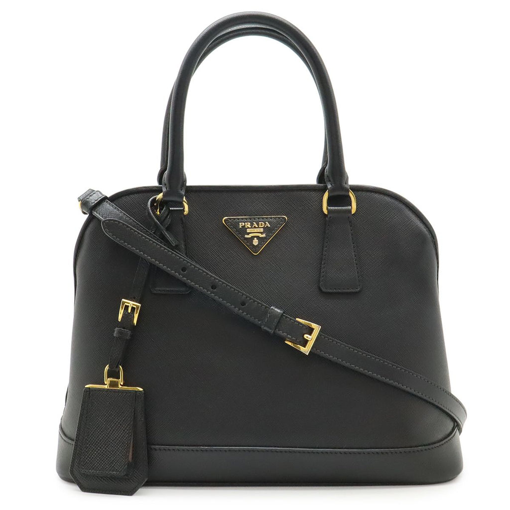 Prada Triangle Logo 2-Way Shoulder Bag Leather Nero Black Gold Domestic