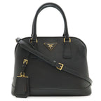 Prada Triangle Logo 2-Way Shoulder Bag Leather Nero Black Gold Domestic