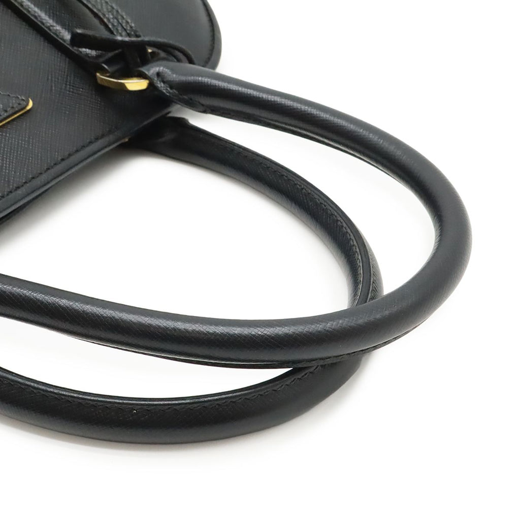 Prada Triangle Logo 2-Way Shoulder Bag Leather Nero Black Gold Domestic — view 4