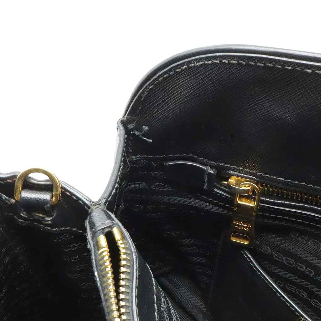 Prada Triangle Logo 2-Way Shoulder Bag Leather Nero Black Gold Domestic — view 6