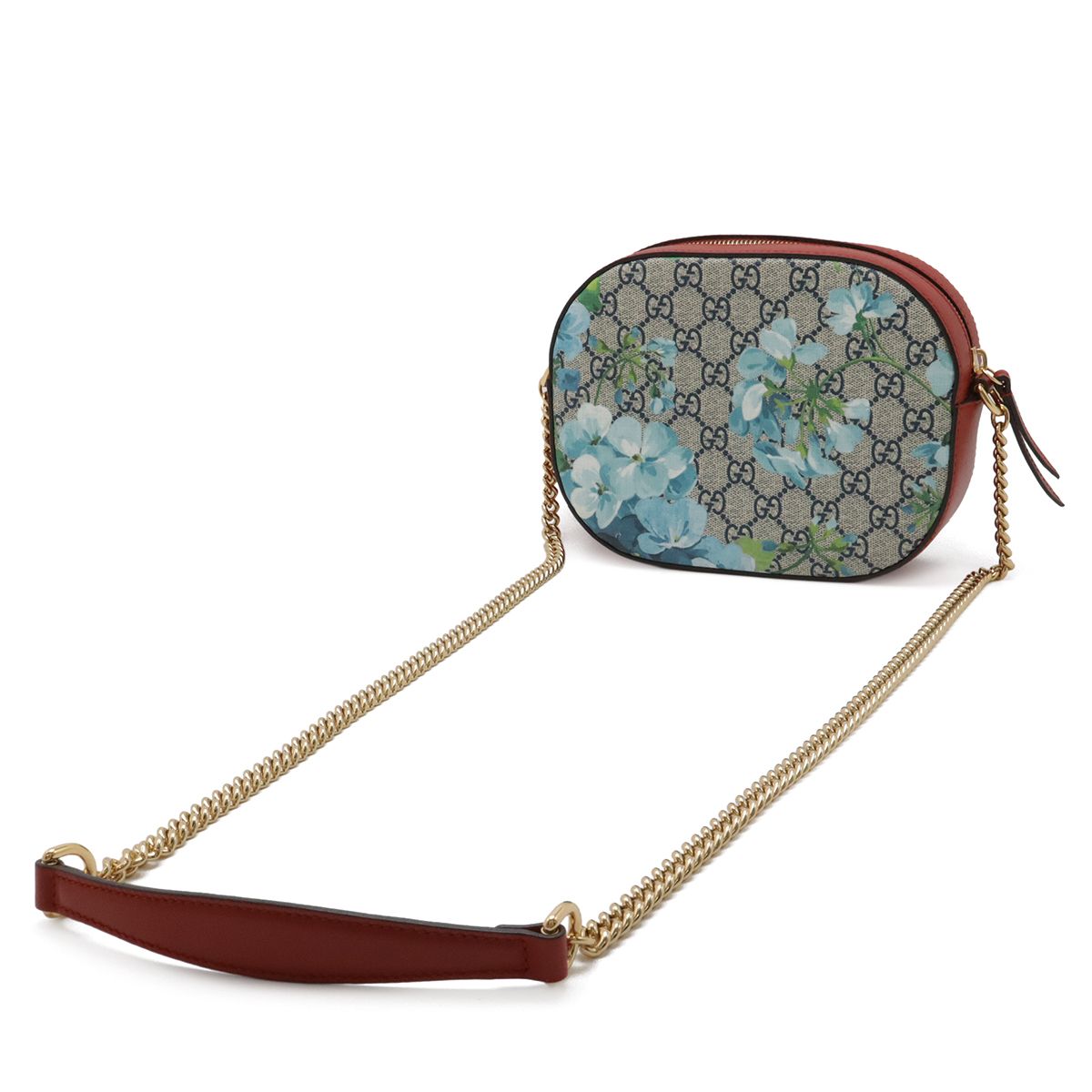 Gucci GG Blue Mus Supreme Chain Shoulder Bag Flower Pattern Beige Multicolor Red — view 2