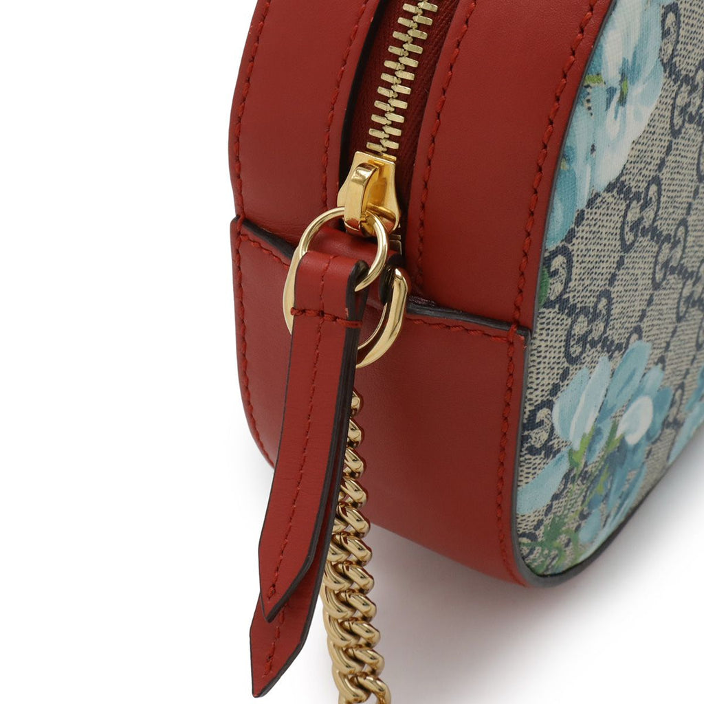 Gucci GG Blue Mus Supreme Chain Shoulder Bag Flower Pattern Beige Multicolor Red — view 4