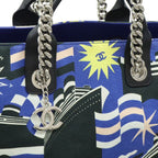 Chanel la Pausa Tote 2-Way Chain Shoulder Bag Ship Motif Canvas Blue Black — view 9