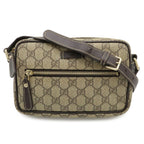 Gucci GG Plus Supreme Shoulder Bag Crossbody Pochette Leather Khaki Beige Dark