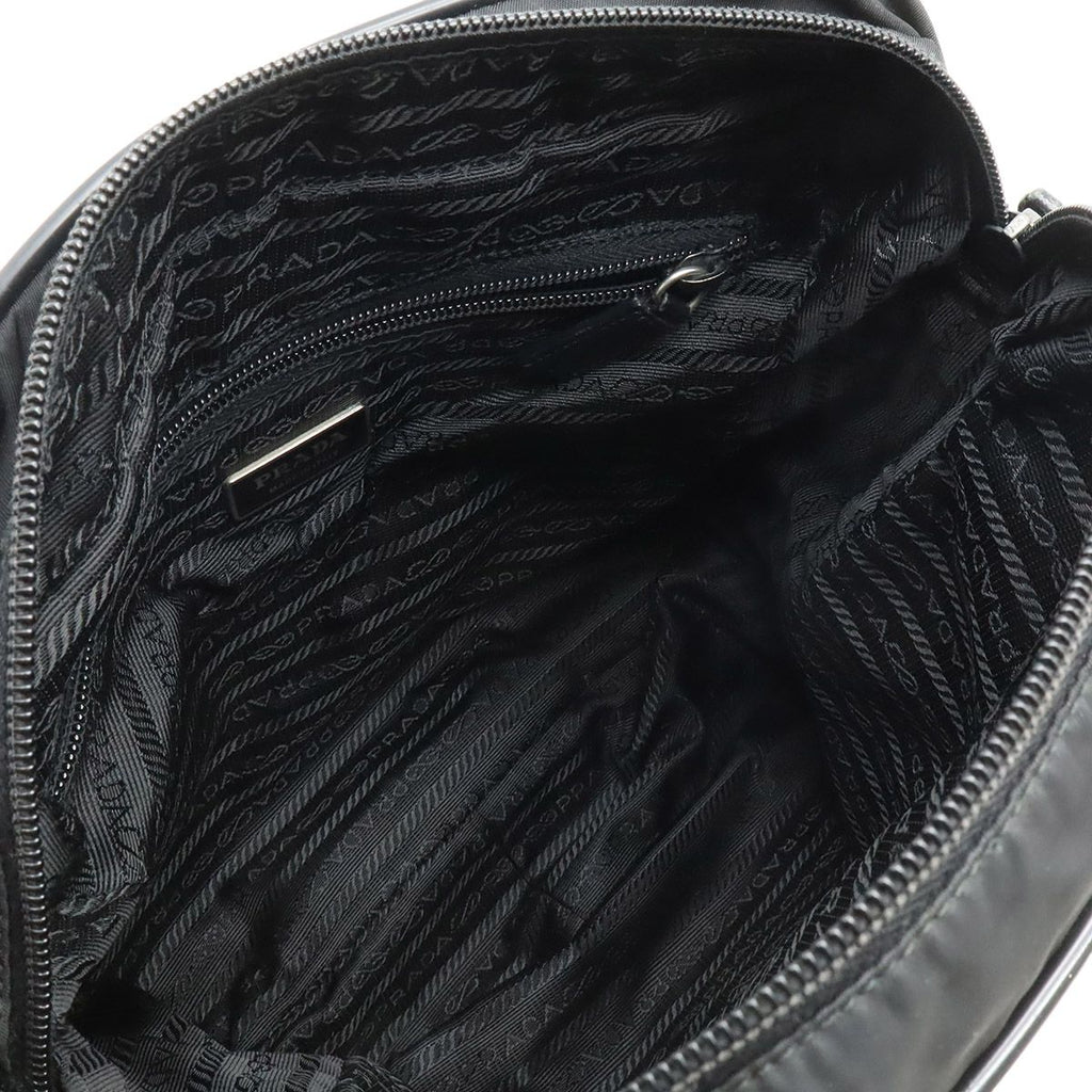 Prada Shoulder Bag Crossbody Nylon Leather Nero Black Silver — view 7
