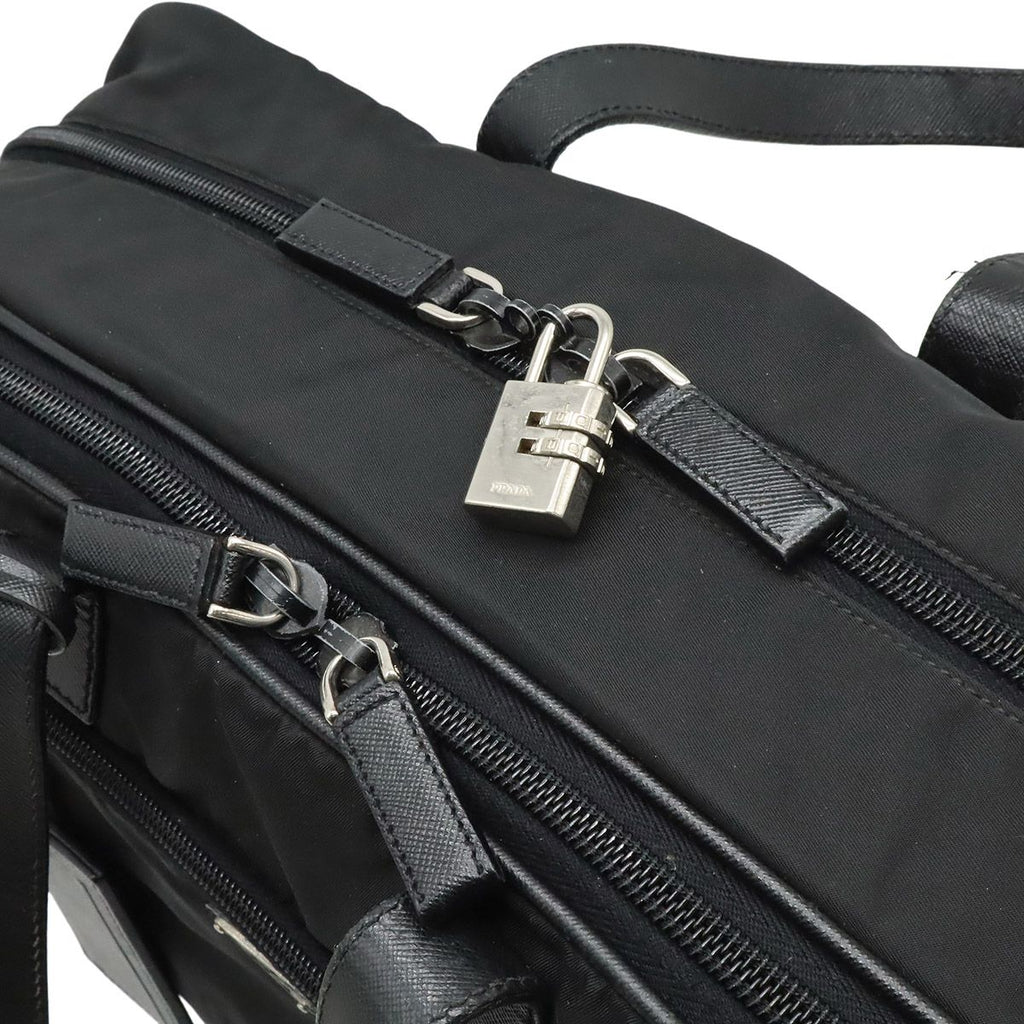 Prada Triangle Logo Business Briefcase 2-Way Shoulder Bag Nylon Nero Black — view 5