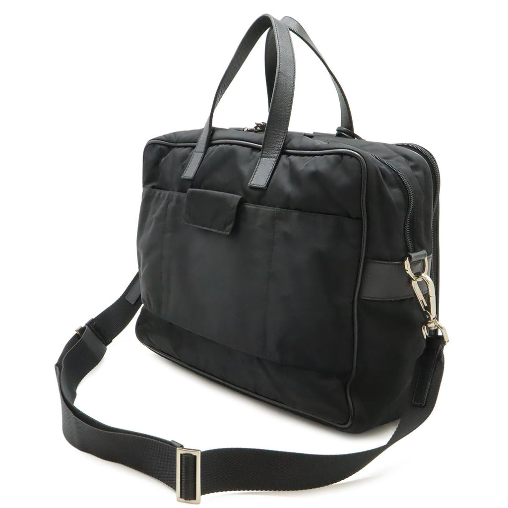 Prada Triangle Logo Business Briefcase 2-Way Shoulder Bag Nylon Nero Black — view 2