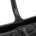 Chanel Quilted CC Logo Medallion Tote Shoulder Bag Enamel Leather Black Gold — view 6