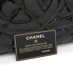 Chanel Quilted CC Logo Medallion Tote Shoulder Bag Enamel Leather Black Gold — view 9