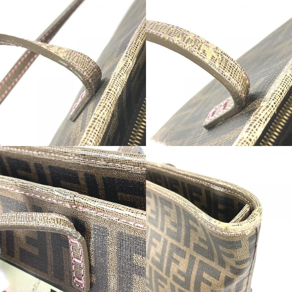 Fendi Shoulder Bag Cherry Blossom Zucca Logo Leather Brown — view 8