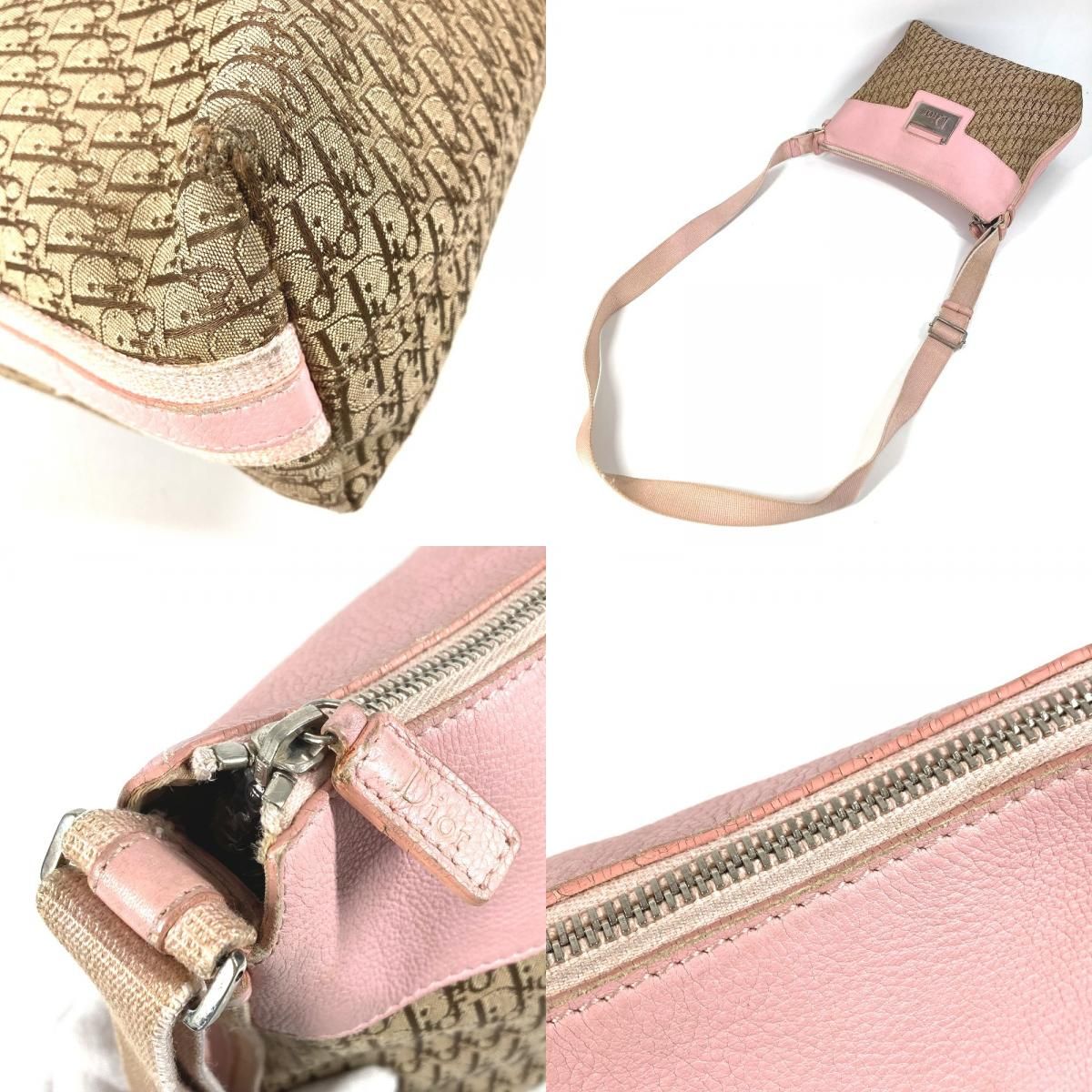 Dior Shoulder Bag Trotter Logo Diorissimo Leather Canvas Beige — view 7