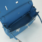 Hermes Gipsiere 28 Shoulder Bag Taurillon Clemence Blue Zanzibar Bluezanzibar — view 9