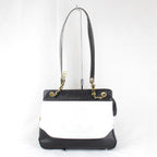 Chanel Bicolor Chain Shoulder Bag Leather White