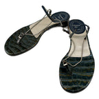 Dior Logo Chain Strap Sandals 35 Blue Green