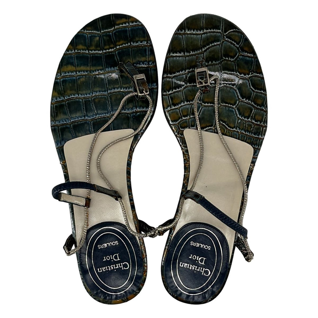 Dior Logo Chain Strap Sandals 35 Blue Green — view 4