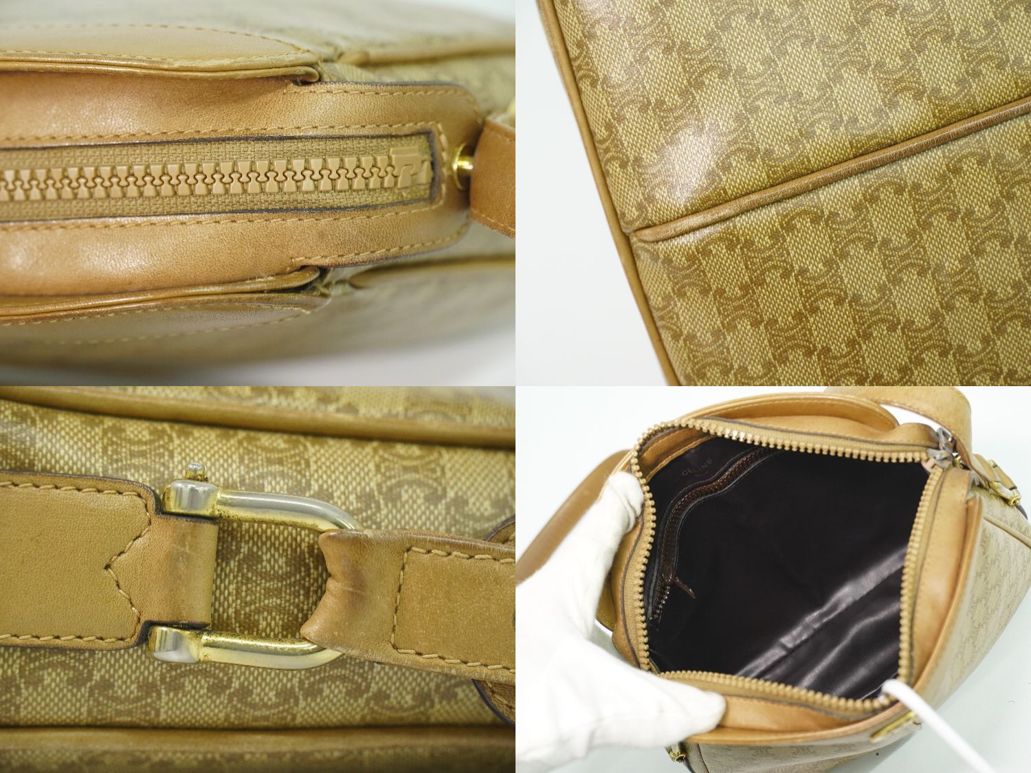 Celine Macadam Shoulder Bag Pochette Brown — view 8