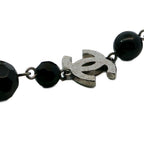 Chanel Costume Pearl CC Logo Long Necklace Pendant Alloy Black — view 2