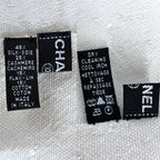 Chanel Shawl Sequins Large CC Logo Silk Cashmere Ivory Scarf — view 3