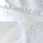 Chanel Shawl Sequins Large CC Logo Silk Cashmere Ivory Scarf — view 4