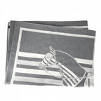 Hermes Large Plaid Jacquard Horse Hose Wool Gray Shoulder Bag
