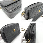 Chanel Shoulder Bag Quilted Chain Pochette Turnlock CC Logo Bag Caviar Leather — view 6