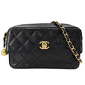 Chanel Shoulder Bag Quilted Chain Pochette Turnlock CC Logo Bag Caviar Leather